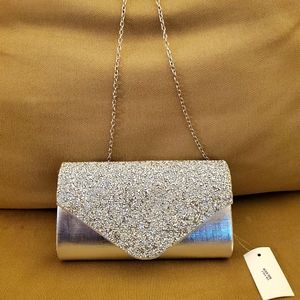 Evening bag,,Brushed silver